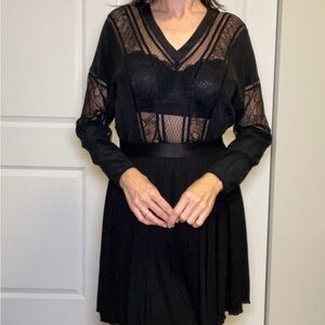 Express Black Dress with Lace Accents